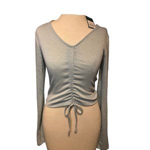 Woman's Wild Fable Light Green Metallic/Polyester Long Sleeve Top Size - XS